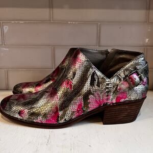 Unique custom floral foil Vince Camuto  bootie size 12 upcycled reworked